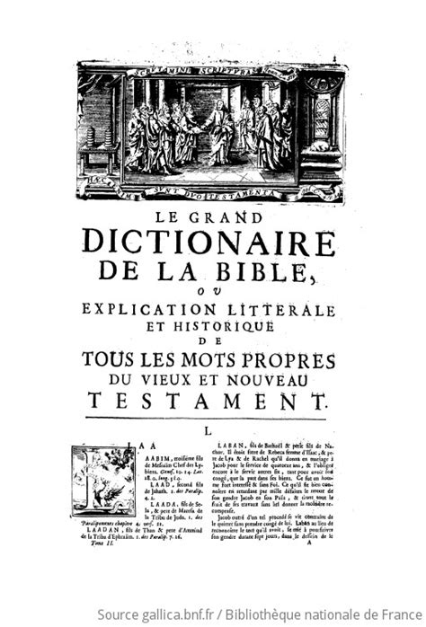 Le Grand Dictionnaire De La Bible Ou Explication Litt Rale Et