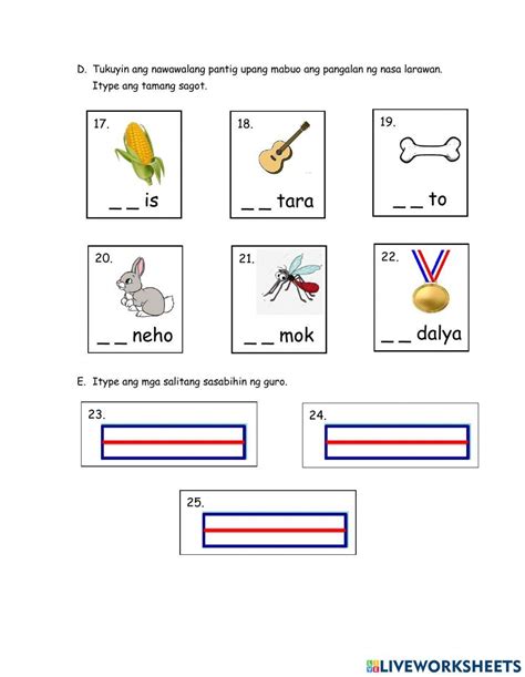 Mga Katinig K2 Online Exercise For Live Worksheets