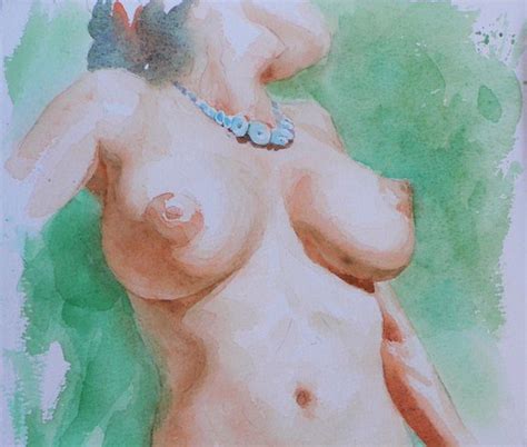 Watercolor Naked Girl On Paper Watercolour By Hongtao Huang