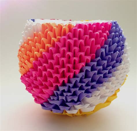 3d Origami Vase Jar 500 Pieces Rainbow Diagonal Stripes