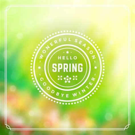 Spring Badge Vector Typographic Design Greeting Card Stock Vector