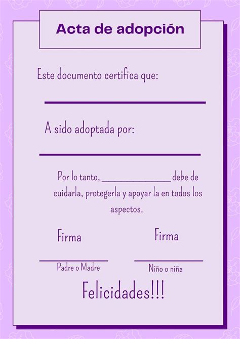 Acta de adopción Acta de matrimonio falsa Carta de informacion