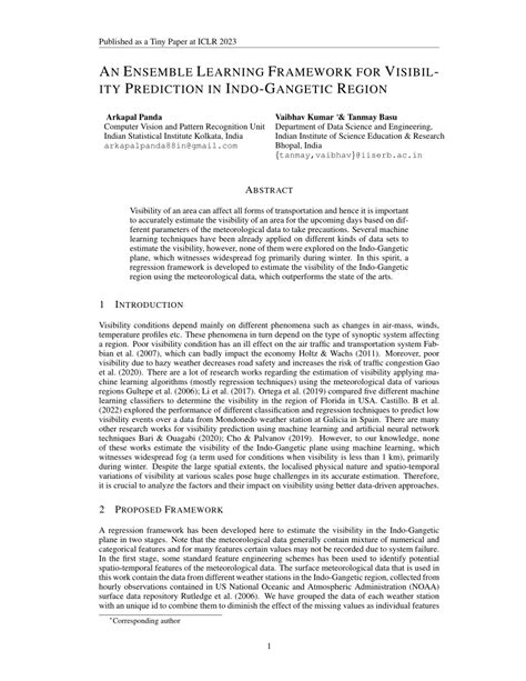 PDF Published As A Tiny Paper At ICLR 2023 AN ENSEMBLE LEARNING