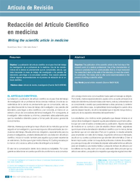 Pdf Redacción Del Artículo Científico En Medicina Ronald Evans