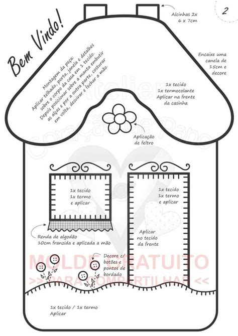 Pin de Angelita Borba en idéia Plantillas para apliques Casa de