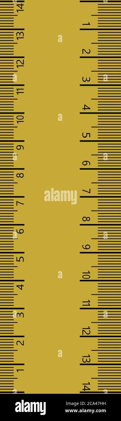 14 cm measure ruler. 14 centimeters metric ruler with yellow and black ...