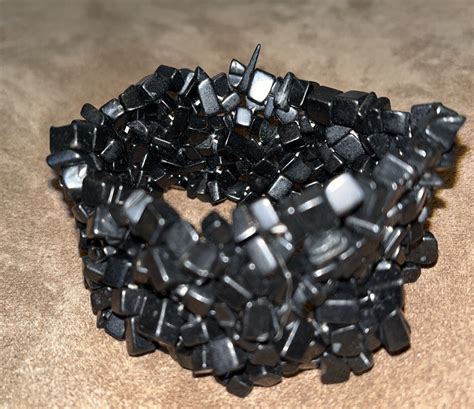 Vintage Stretchy Black Stone Bracelet From Boston Mus Gem