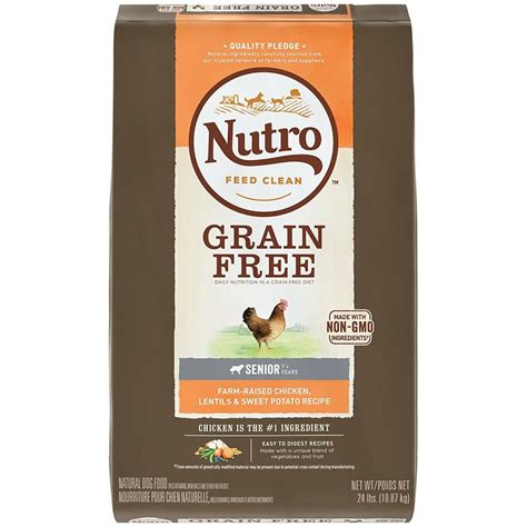 Nutro Grain Free Senior Farm-Raised Chicken, Lentils And Sweet Potato ...