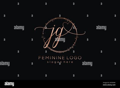 Jg Handwriting Logo With Circle Template Vector Logo Of Initial Wedding