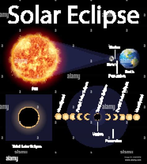 Diagrama Que Muestra El Eclipse Solar En La Tierra Imagen Vector De