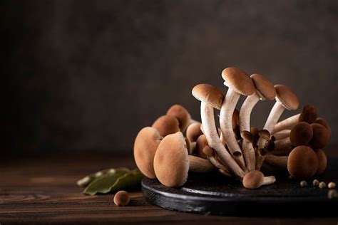 Agarics De Mel De Cogumelos Da Floresta Em Uma Placa De Madeira Close