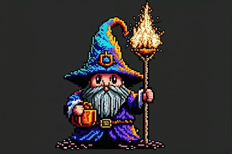 Premium Ai Image Pixel Art Wizard Character For Rpg Game Character In