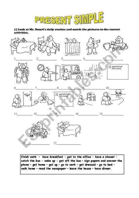 Present Simple Daily Routine Worksheet