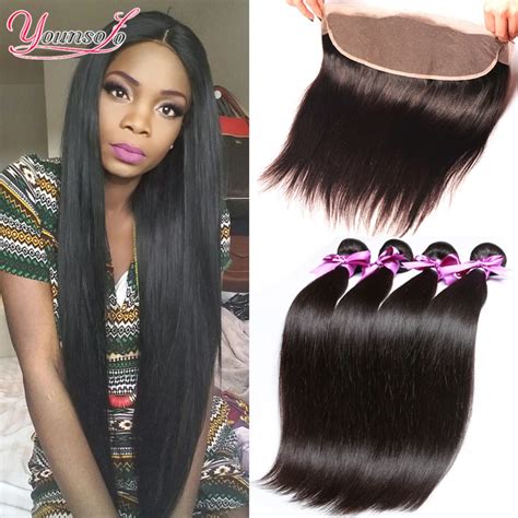 7a Lace Frontal Closure With Bundles Brazilian Virgin Hair Straight