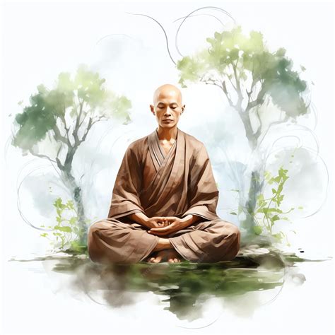 Premium Ai Image Taoist Monk Practicing Meditation In A Serene