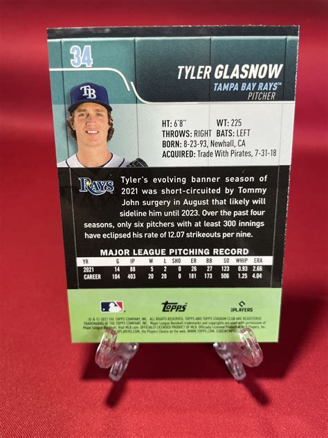 Topps Stadium Club Red Foil Tyler Glasnow For Sale Online Ebay