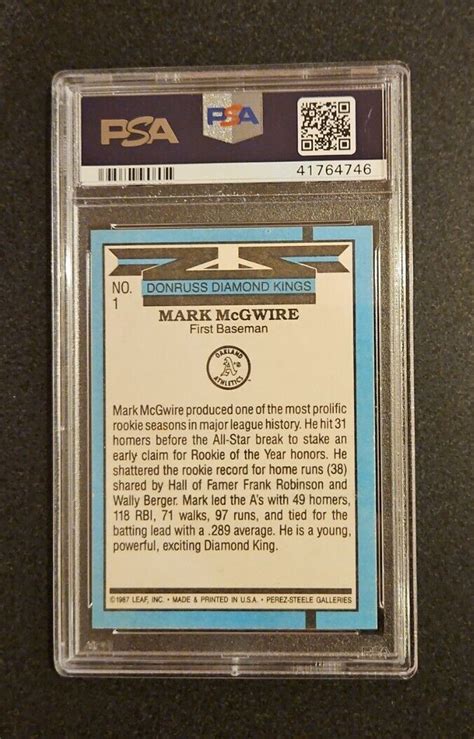 1988 Donruss Diamond Kings 1 MARK McGWIRE PSA 7 NM Near Mint Baseball