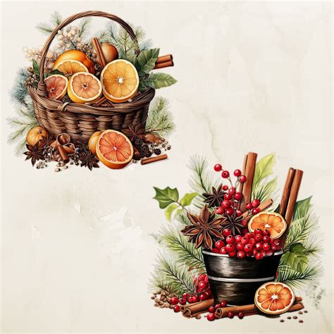 Christmas Potpourri Clipart Watercolor Christmas Potpourri Card