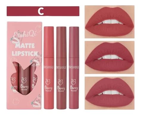 Batom Matte Lipstick Cores Nude Kit 3 Batons Importados Parcelamento Sem Juros