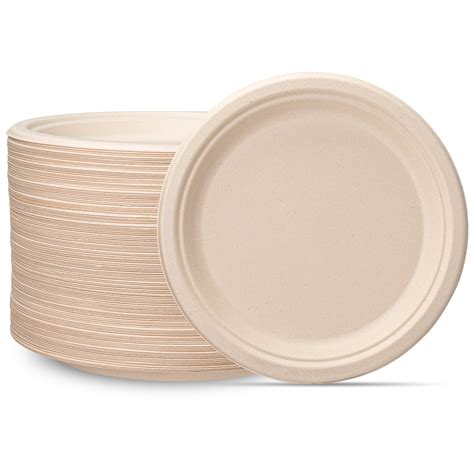 Comfy Package 9 Inch Heavy Duty Compostable Paper Plates 125 Pack For