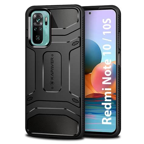 Kapaver® Rugged Back Cover Case For Redmi Note 10s Redmi Note 10 4g Plastic I Black I Solid