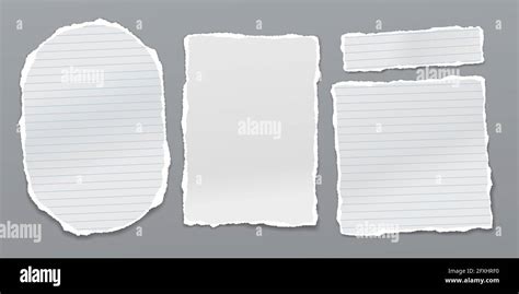 Set Of Torn White Note Notebook Paper Pieces Stuck On Dark Grey