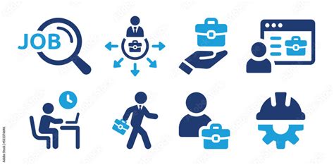 Job Recruitment Icon Set Containing Job Interview Vacancy Employment