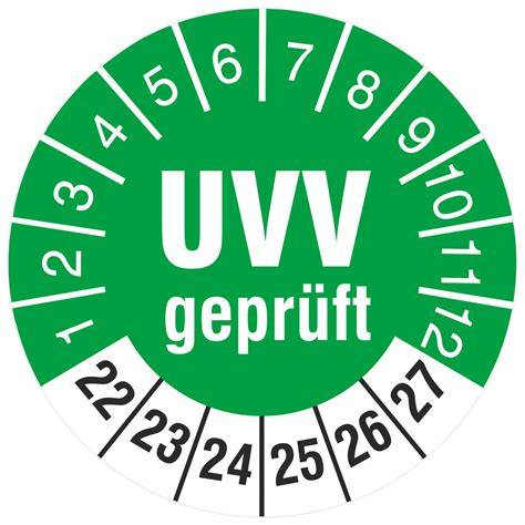 Prüfetiketten UVV geprüft Prüfplaketten 18 oder 30 mm rund 2022 2027