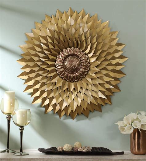 Buy Wrought Iron Sun Flower In Golden Wall Art By Cocovey Online ...