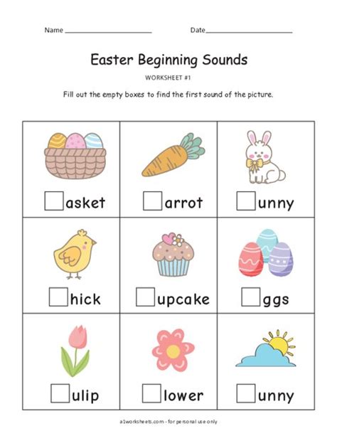 Easter Beginning Sounds Worksheets Worksheets Day