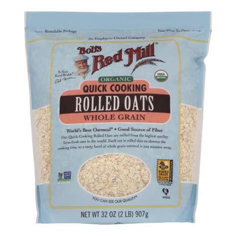 Bob S Red Mill Organic Quick Cooking Rolled Oats Whole Grain Case Of 4 32 Oz 4 Pack 32