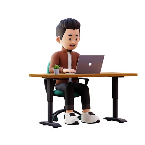 3d Masculino Personaje Trabajando En Un Ordenador Portátil 24387854 Png