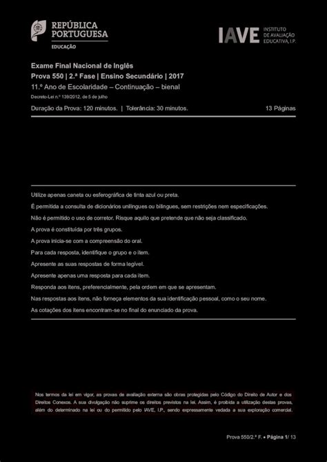 Pdf Exame Final Nacional De Ingl S Prova Fase Iave Pt