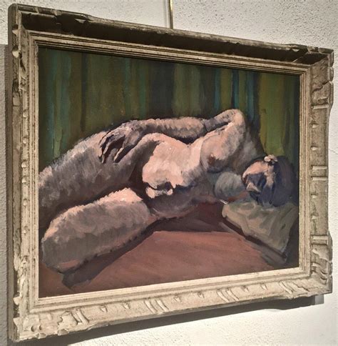 André Landau Laying nude woman original oil on wood French school