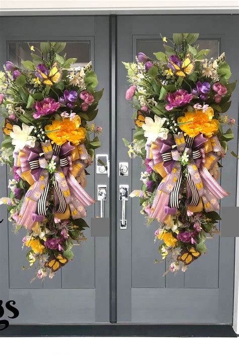 Double Door Summer Swag Butterfly Swags Spring Wreath Etsy