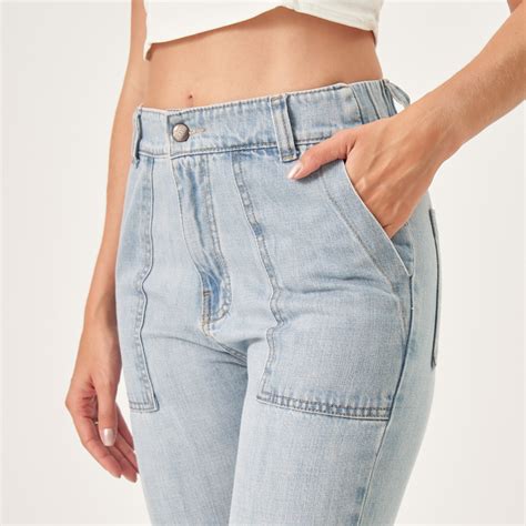 Cal A Jeans Capri Mom Cintura Alta Bolso Utilit Rio Delav