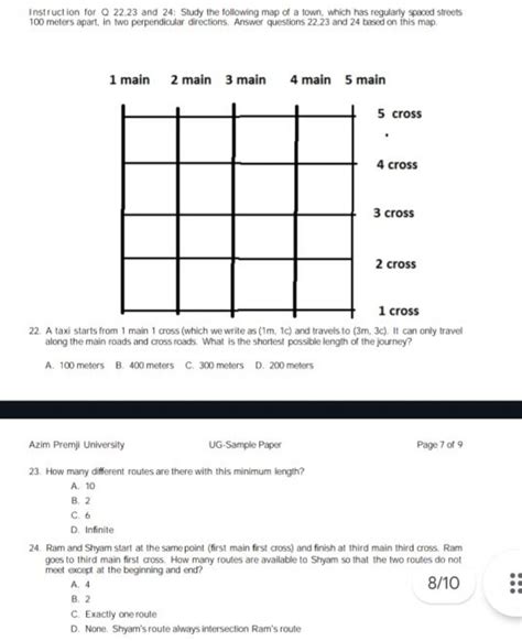 Inst Ruct Ion For Q 22 23 And 24 Study The Following Map Of A Town Whic