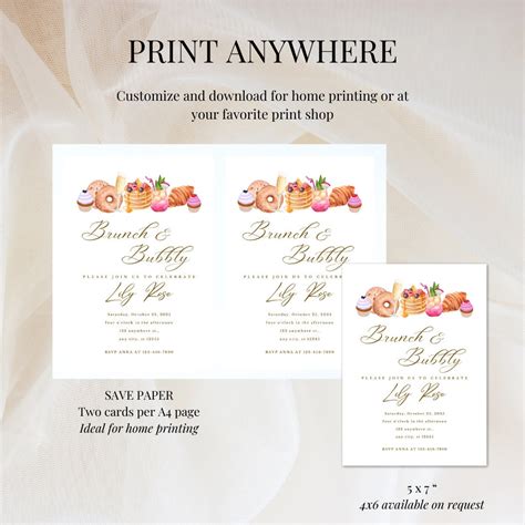 Brunch And Bubbly Invitation Template Bridal Shower Printable Invite