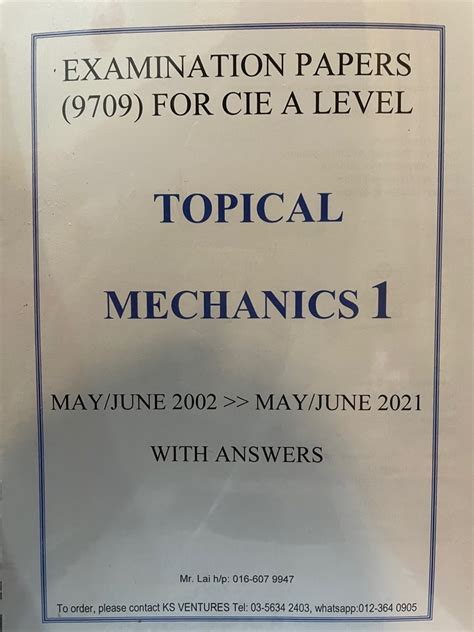 Cie A Levels Mathematics Topical Mechanics Past Papers With