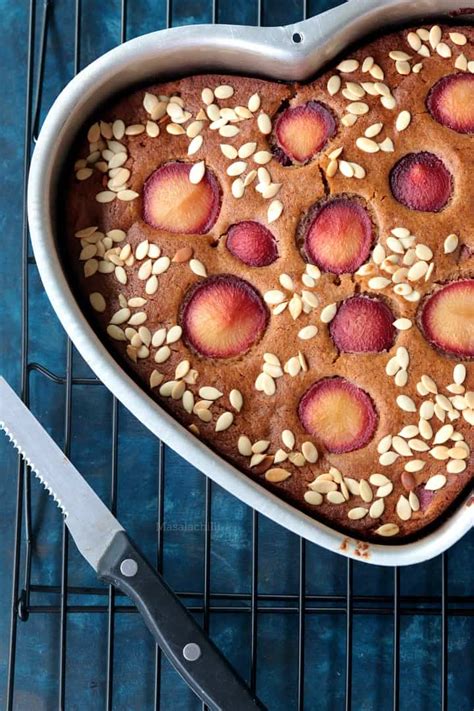 Eggless Fresh Plum Cake Recipe Whole Wheat No Refined Sugar