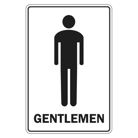 Gentlemen Toilet Sign Black And White 300x225mm Poly