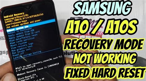 Samsung A10 A10s A01 Recovery Mode Not Work Fixed Hard Reset Done Youtube