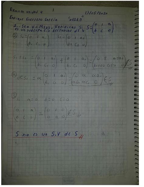 Solution Algebra Ejercicios Examen Tema Lgebra Lineal Studypool