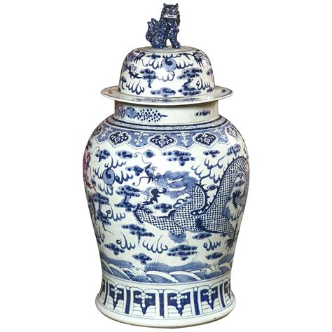 A Blue And White Palace Size Lidded Urn With Classic Dragon Pattern And