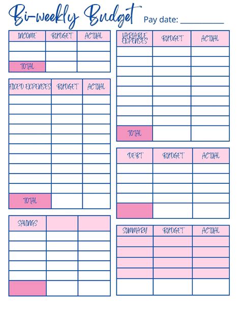 Bi Weekly Budget Printable Printable Budget Sheet Budget Tracker Etsy Budget Planner