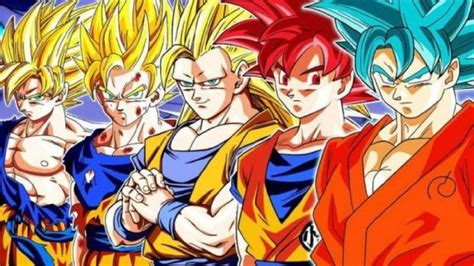 Dragon Ball Gokú con todas sus transformaciones a la vez Este arte