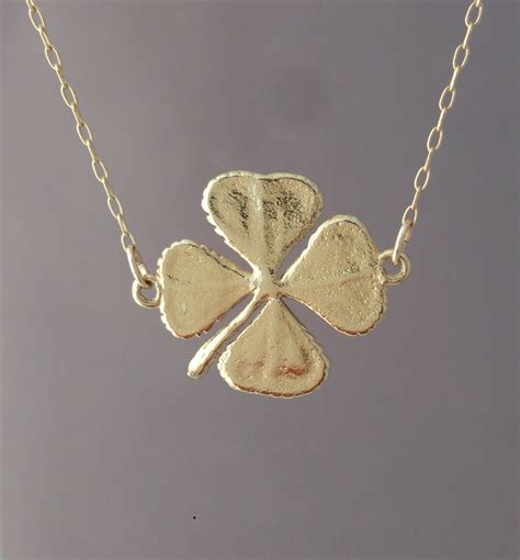 Double Connected Gold Four Leaf Clover Necklace