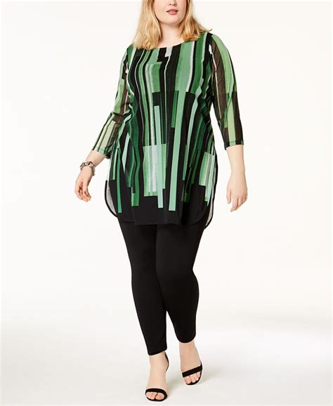 Alfani Plus Size Printed Mesh Tunic Created For Macys Macys