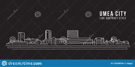 Cityscape Building Line Art Vector Illustration Design Umea City Stock Vector Illustration