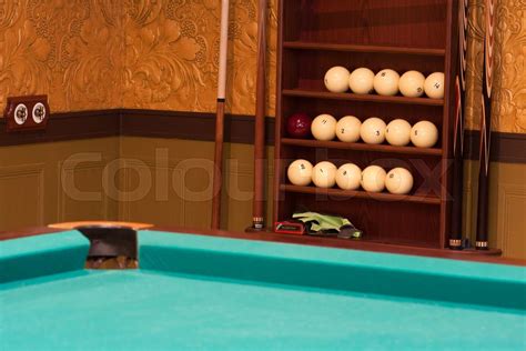 Billiards table and equipment | Stock image | Colourbox